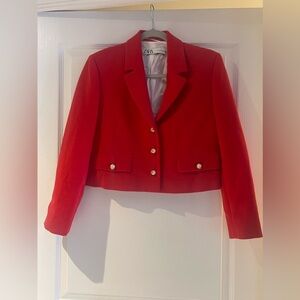 Zara Women's Red Crop Blazer